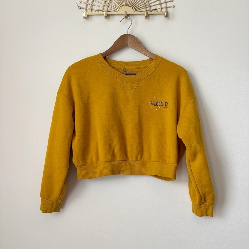 Savage X Fenty Golden Yellow Cropped Essential Scope Sweatshirt Large